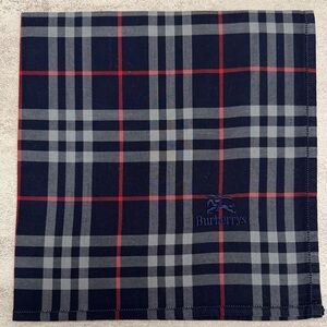 Burberry Navy and Red Plaid Pocket Square